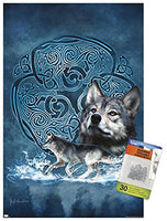 Brigid Ashwood - Celtic Wolf Wall Poster with Push Pins