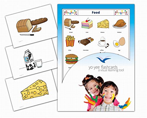 Yo-Yee Flash Cards - Food and Drinks Flashcards with Teaching Activities for Autism, Preschoolers, Toddlers, Kids and Speech Therapy