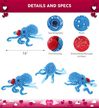 Load image into Gallery viewer, DolliBu I Love You Wild Collection Plush Blue Octopus - Cute Stuffed Animal with Red Heart and with Name Personalization for Valentine, 16&quot;
