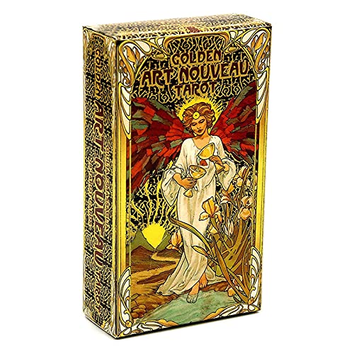ZDDXY Golden Art Nouveau Tarot Deck,78 Cards with Pentagram Retro Tarot Sets,Divination Destiny Tarot Cards, Board Game for Adults
