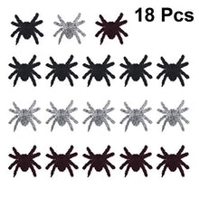 Load image into Gallery viewer, KESYOO 18pcs Halloween Decor Flocking Simulation Spider Figurine Model Toy Kids Animal Toy Prank Prop(White+Brown+Black Spider, 6pcs for Each Color)
