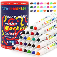 Lebze Washable Toddler Markers, 24 Colors Non Toxic Markers Art School Supplies for Kids Ages 2-4 Years Broad Line, Safe for Baby and Children Flower Monaco