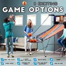Load image into Gallery viewer, Franklin Sports Basketball Arcade Shootout - Indoor Electronic Double Basketball Hoop Game - Dual Hoops Pro Basketball Shooting with Electronic Scoreboard + (4) Basketballs - 2 Player Shooting Game,Bl
