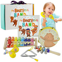 Tickle & Main, My Beary First Band Musical Instruments Gift Set - Includes Storybook and Wooden Percussion Toys for Toddler Girls and Boys Ages 1 2 3 4 5 Years Old