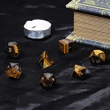 Load image into Gallery viewer, SUNYIK 7 PCS Polished Crystal Stone Polyhedral DND Dice Set for for RPG MTG Table Games, DND Game Dice Polyhedral Dungeons and Dragons for Office Home Decoration, Tiger&#39;s Eye
