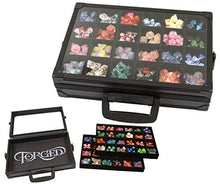 Load image into Gallery viewer, Forged Dice Co. Dice Display Case and Rolling Tray with 2 Removable Divided Dice Trays - Storage Box Holds up to 480 Metal or Plastic Polyhedral Dice Sets - Great for Dice Collectors or RPG D&amp;D Games
