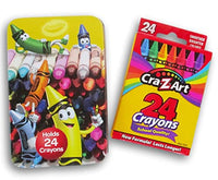 Tin Box Co Mini Crayon Tin With Set of 24 Crayons for Coloring Fun at Tables, Multi