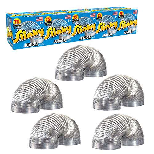 Slinky Jr. The Original Walking Spring Toy, 5-Pack Small Metal Slinkys, Great for Party Favors and Gift Bag Toys, by Just Play
