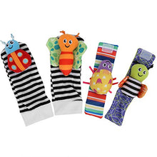 Load image into Gallery viewer, Liyeehao Portable Bright Colors Small Rattle Baby Wrist Strap, Infant Sock Hanging Toy, Healthy Cloth for Baby Home Infant Playing(A Set of Wristband Socks)
