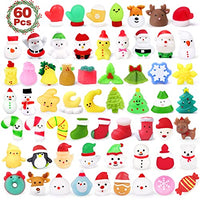 Christmas Squishies 60PCS Mochi Squishy Toys Christmas Party Favors for Kids Kawaii Mochi Squishies Christmas Decoration Animal Squichies Xmas Gift Idea for Kids Squeeze Stress Relief Toys for Adults