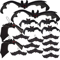 18pcs Hanging Realistic Soft Rubber Bats,Spooky Looking Vampire Bat Decor,Fake Rubber Bats for Halloween Party Supplies and Decoration