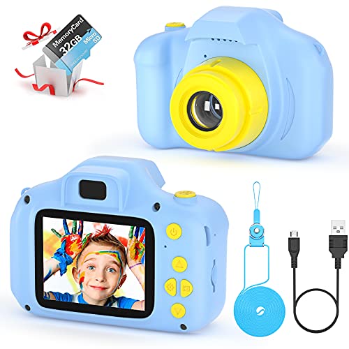 VATENIC Kids Toys for 3-10 Year Old Boys Girls, Kids Camera 1080P 2inch HD Children Digital Cameras for Girls Best Birthday Toys,Toddler Camera Gift for 3-9 Year Old Boy (with 32G SD Card) (Blue)