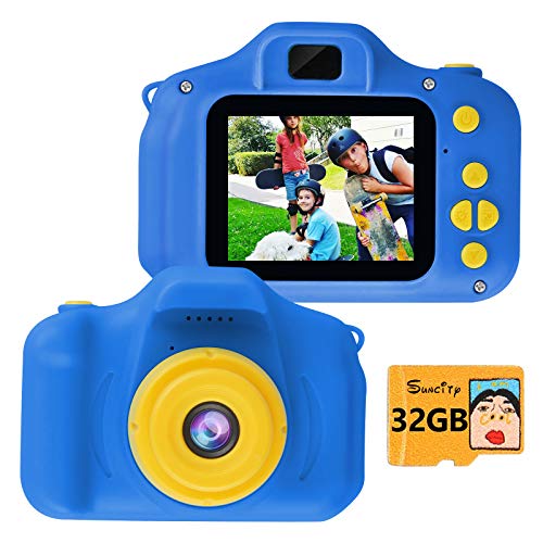 SUNCITY Kids Digital Camera, Christmas Birthday Gifts for Boys Age 3-9, HD Digital Video Cameras for Toddler, Portable Toy for 3 4 5 6 7 8 Year Old Boy with 32GB SD Card-Dark Blue