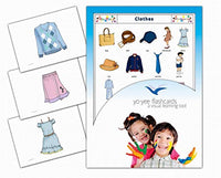 Yo-Yee Flash Cards - Clothing and Apparel Picture Cards - English Vocabulary Cards for Toddlers, Kids, Children and Adults - Including Teaching Activities and Game Ideas