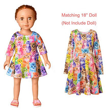 Load image into Gallery viewer, Long Sleeve Cat Dresses for Girls Kids 10 11 Matching 18 inch American Doll

