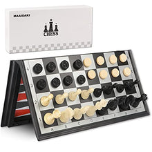 Load image into Gallery viewer, MAAIDAKI ,3 in 1 Chess Checkers Backgammon Set,12&quot; Folding Travel Magnetic Chess with Checker and Backgammon Chess Sets,Board Games for Party or Family Gathering

