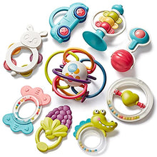 Load image into Gallery viewer, Bu-buildup 9 pcs Baby Rattle Teething Toys, Baby Rattles Toys, Infant Shaker with Storage Box, Grab and Spin Rattles for Newborn Girl Boy, Odorless Infant Toys for Babies 0-6-12 Months

