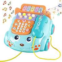 Baby Phone Toy,Baby Toy Phone Cartoon Baby Piano Music Light Toy Children Pretend Phone, Kids Cell Phone Girl with Light Parent-Child Interactive Toy Gift Game Boy Girl Early Education Gift Blue