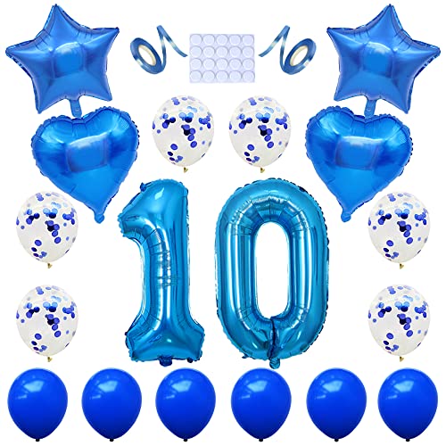 Yijunmca Blue 10 Number Balloons Kit Jumbo Number 10 32