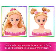 Load image into Gallery viewer, HOTPLACY Hair Styling Doll Head Colorful Hair Braid Extensions Attachments with Clip Beauty Hair Clips Hair Ties Styling Brush Accessories Playset for Girls
