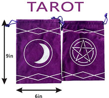 Load image into Gallery viewer, Maeaola Tarot Bag, Rune Bag, Purple Cloth Purse, Gift for Tarot (6 X 9 inches,Two Pieces)
