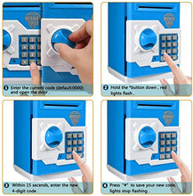 Load image into Gallery viewer, Yoego Kids Money Bank, Electronic Piggy Banks, Great Gift Toy for Kids Children, Auto Scroll Paper Money Saving Box Password Coin Bank,Perfect Toy Gifts for Boys Girls (Blue White)
