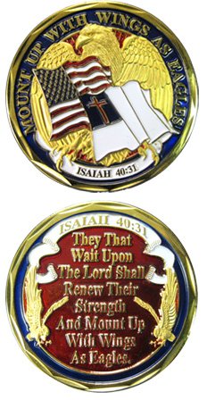 Wings As Eagles Isaiah 40:31 Challenge Coin