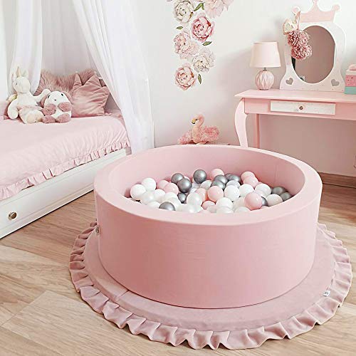 FOUR CLOVER Deluxe Foam Ball Pit Kiddie Balls Pool Toddler Playpen Soft Round Ball Pool Play Toy for Baby Kids Children Indoor & Outdoor, Pink