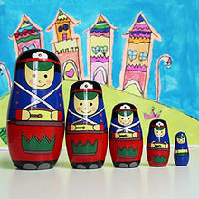 Load image into Gallery viewer, HSAN Russian Nesting Dolls 5 Piece Matryoshka Soldier Boy Pattern Nesting Dolls Cartoon Cute Educational Creative Toy Birthday Gift (Color : A)
