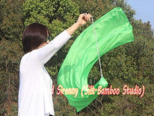 Load image into Gallery viewer, Winged Sirenny Spinning 53&quot; Silk Veil Poi Ball, Flag Scarf Poi Ribbon, Play Silk Scarf for Belly Dance, Single Piece (green)
