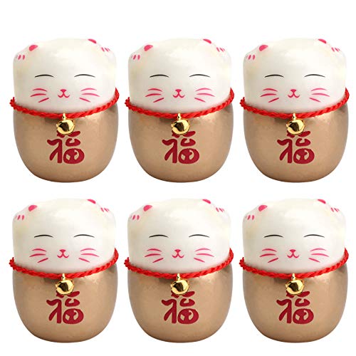 KESYOO 6pcs Maneki Neko Japanese Lucky Cat for Fortune Money and Good Luck Gift for Chinese New Year Spring Festival Golden