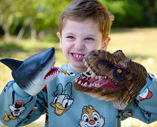 Load image into Gallery viewer, Gemini&amp;Genius Tyrannosaurus &amp; Shark Hand Puppets Dinosaur and Marine Animal World Action Figure Set Funny &amp; Scared Head Hand Puppets for Home, Stage and Class Role Play Toys
