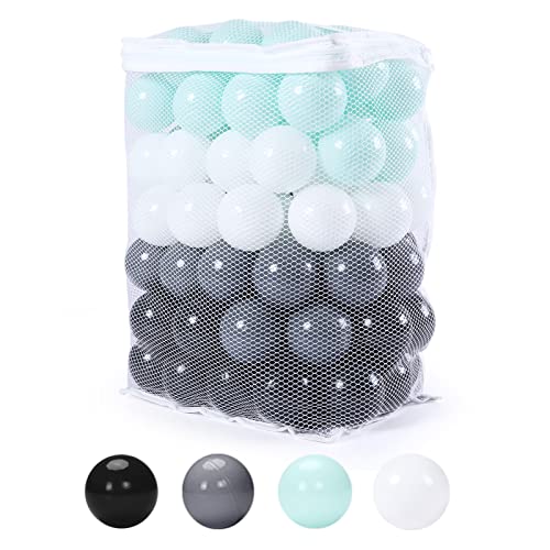 Heopeis Ball Pit Balls for Babies, Plastic Balls for Ball Pit, 100 Pack, Phthalate and BPA Free, Includes a Reusable Storage Bag with Zipper, Bright Colors, Gift for Toddlers and Kids