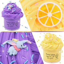 Load image into Gallery viewer, Purple Dumbo Slime Lemon Slime with Slices, 2 Pack Butter Slime Kit, Stretchy Cotton Candy Mud Premade Scented Crunchy Slime DIY Sludge Stress Relief Toys for Kids Boys Girls

