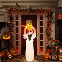 VXDAS Halloween Inflatables White Ghost with Hand-held Pumpkin,6Ft Blow Up Yard Decorations Ghost Inflatable with Rotating LED Lights for Indoor Outdoor Garden Halloween Decorations