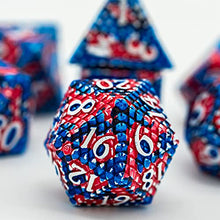 Load image into Gallery viewer, UDIXI Metal DND Dice Set Dragon Scale, D&amp;D Dice Metal for Role Playing Games, Polyhedral RPG Metal Dice for Dungeons and Dragons with Leather Dice Bag(Red Blue-White Number)
