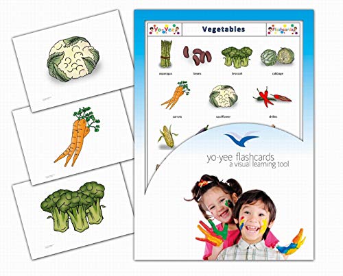 Yo-Yee Flash Cards - Vegetables and Health Food Picture Cards for Language Learning for Toddlers, Kids, Children and Adults - Including Teaching Activities and Game Ideas and More