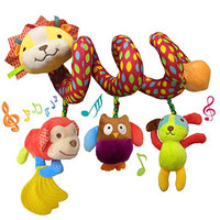 Hanging Car Seat Toys for Baby, Activity Spiral Car Seat Toys Stroller Toys for Infant Newborn Boys Girls 0 3 6 12 Months with Musical Dog Rattles Monkey Teether BB Squeaker