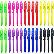 Load image into Gallery viewer, Invisible Ink Pen 28Pcs Latest 2021 Spy Pen with UV Black Light Magic Spy Marker Kid Pens for Secret Message and Birthday Party,Writing Secret Message for Easter Day Halloween Christmas Party Bag Gift
