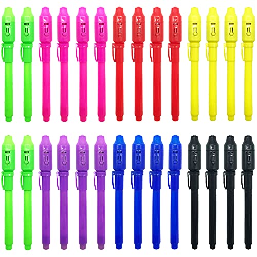 Invisible Ink Pen 28Pcs Latest 2021 Spy Pen with UV Black Light Magic Spy Marker Kid Pens for Secret Message and Birthday Party,Writing Secret Message for Easter Day Halloween Christmas Party Bag Gift