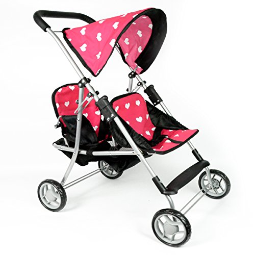 The New York Doll Collection First Doll Twin Stroller   Cutest Heart Design Baby Doll Strollers   Gr