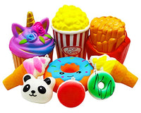 Viccent 9 Pcs Squishies Toys Pack, Jumbo Unicorn Cake Popcorn Donut Fries and Mini Ice Cream Panda Macaron Squishy Slow Rising Stress Ball Fidget Toys for Kids Stocking Stuffer Prize Party Favors