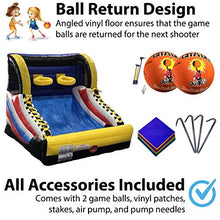 Load image into Gallery viewer, Basketball Hoop Shot Inflatable Party Game | 9&#39; L x 10&#39; W x 8&#39; H | Includes: (2) Hoops, (2) Balls, Blower, and Stakes | Arcade Style Fun for Birthday Parties, School Events, Community Gatherings
