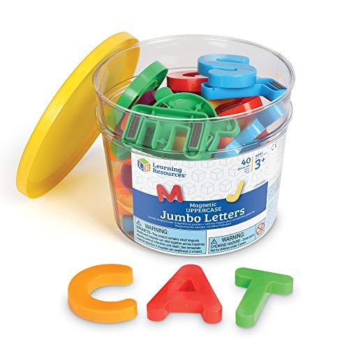 Learning Resources Jumbo Magnetic Uppercase Letters, Ab Cs, Early Letter Recognition, 40 Pieces, Asso