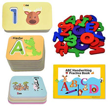 Load image into Gallery viewer, Toddler Number and Alphabet Flash Card, Wooden ABC Spelling Game and Puzzle Flashcards for Toddlers 3+ Years, Montessori Toys Handwriting Book for Kids KOKO AROMA
