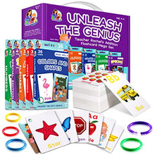 Load image into Gallery viewer, Teacher Rachel&#39;s Educational Flash Cards for Toddlers - Set Of 5 184 Cards Pre K-K Mega Flashcards Set with First Words, Alphabet, Colors, Shapes, Numbers, Manners, Greetings, Feelings, and Weather
