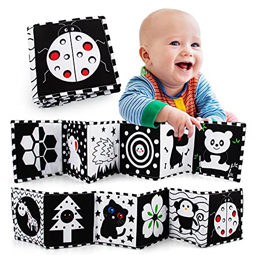 MOMOK Black and White High Contrast Sensory Baby Toys Baby Soft Book for Early Education, Infant Tummy Time Toys, Three-Dimensional Can Be Bitten and Tear Not Rotten Paper 0-3 Years Old Newborn Toys