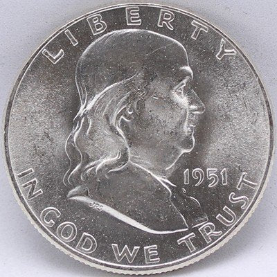 1951 Franklin Half Dollar in 2x2 Holder