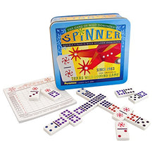 Load image into Gallery viewer, Spinner: The Game of Wild Dominoes, Double 9 Set Plus 11 Wild Spinner Tiles Board Game, Tin Box Carrying Case

