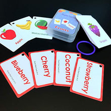 Load image into Gallery viewer, Preschool Learning Flash Cards Set of 4, Numbers, Alphabets, Colors, and Fruits, 100 Cards with 200 Pictures Early Educational Toy Gift for Kindergarten Tuddler Double-Sided Cards with Buckle
